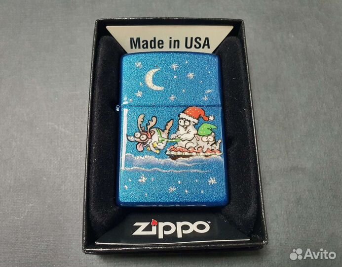 Зажигалка Zippo - Кот Саймона: Дедморозим