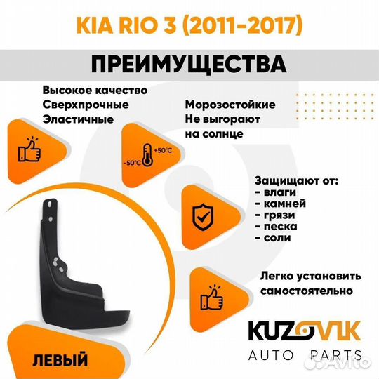 Брызговик передний левый Kia Rio 3 (2011-2017)