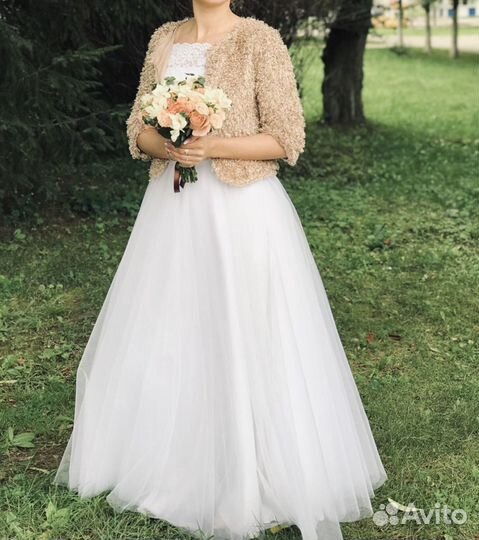 Свадебное платье (топ + юбка) р-р 44-46
