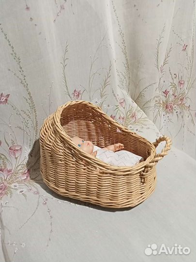 Люлька для куклы плетёная из эколозы