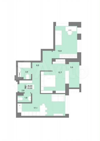 2-к. квартира, 74,3 м², 5/31 эт.