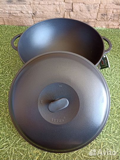 Вок кастрюля чугунная эмалированная 8 л. Ситон