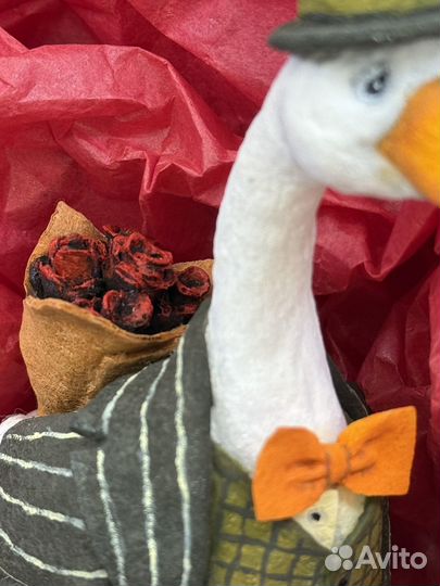 Гусь Джентельмен,ватная игрушка