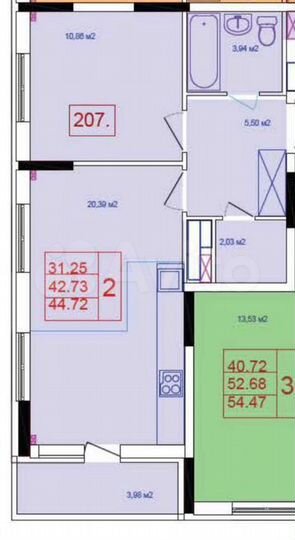 2-к. квартира, 44,7 м², 17/24 эт.