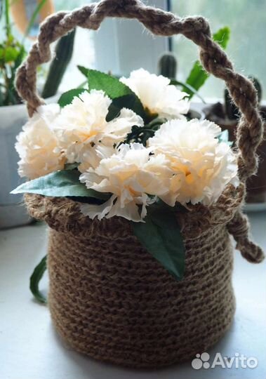 Корзинка из джута для хранения