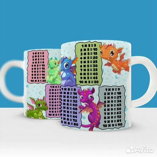 Кружка с драконами и таблицей умножения