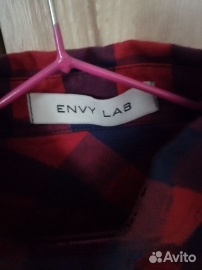 Мужская рубашка в красно-синюю клетку р. 46-48