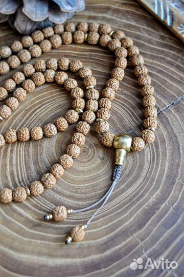 Четки из рудракши 108 бусин мужские 5 ликов