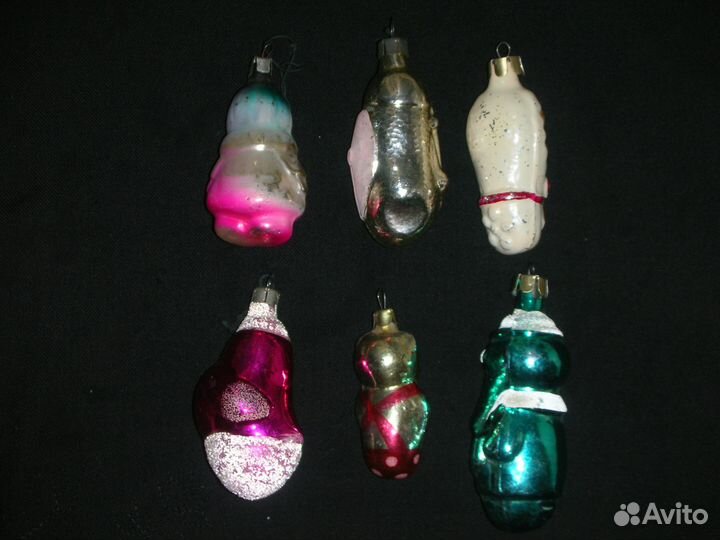 Ёлочные игрушки, 6 штук, СССР