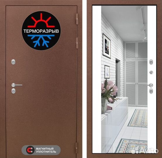 Дверь входная коричневая с термо-разрывом металл