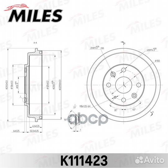 Барабан тормозной mazda 323 98-04 k111423 Miles