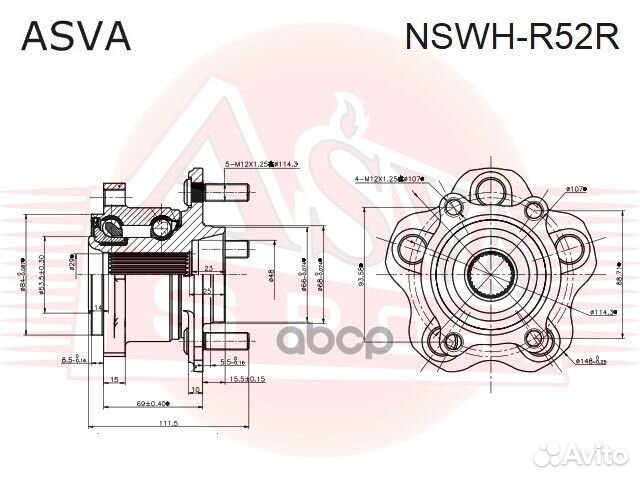 Ступица колеса зад прав/лев nswhr52R asva