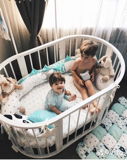 Кроватка детская трансформер SooHoo с матрасами(3)