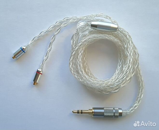 Кабель для наушников с mmcx посеребрённый 8-wire