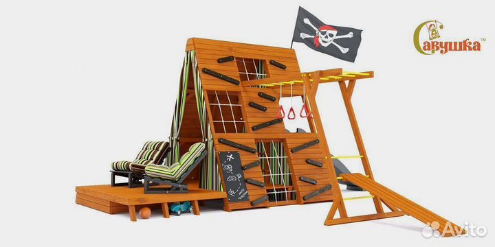 Детский спортивный комплекс с крышей для дачи