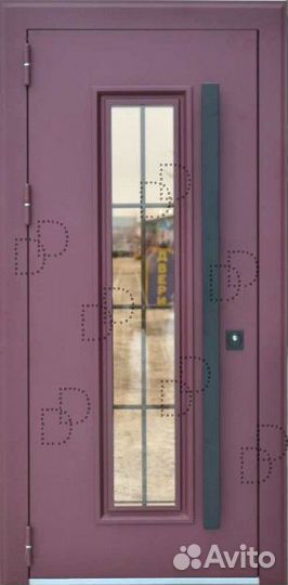 Уличная металлическая дверь с окном для дома