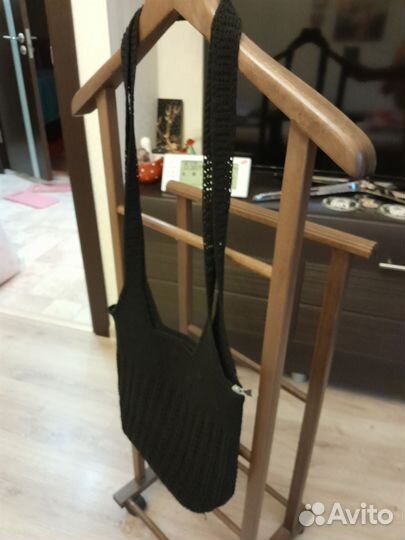 Сумочка вязаная черная бохо фольклор