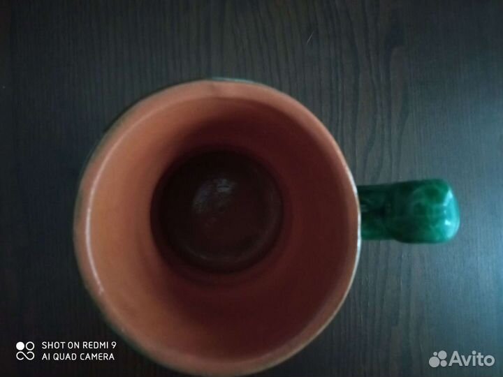 Кружка зеленая обливная керамика