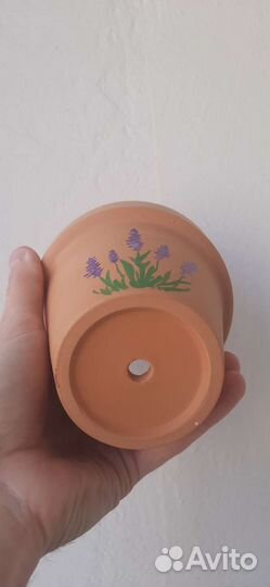 Глиняный горшок для цветов ручная роспись