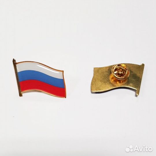 Значок мет. Флажок РФ (Россия), заливка смолой, на