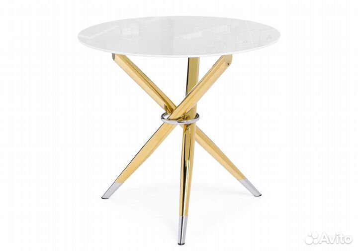 Стеклянный стол Rock 80х75 white / gold