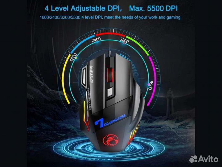 Мышка Игровая Проводная Геймерская Бесшумная