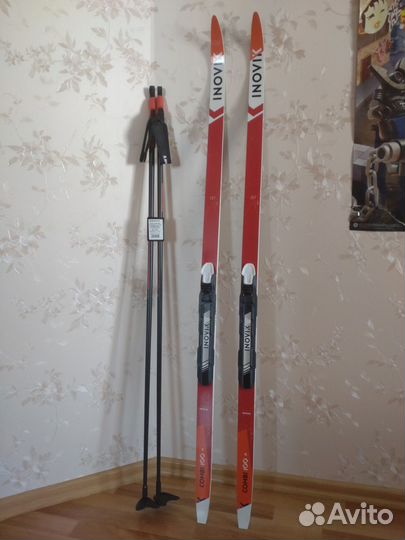 Лыжи беговые детские 137 + палки 115