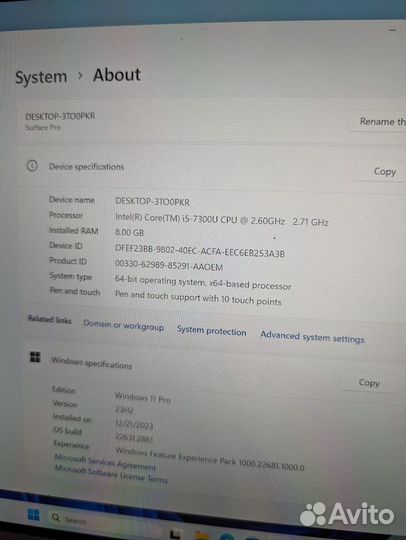 Microsoft Surface Pro 5 i5 8gb 256gb