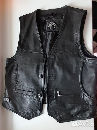 Жилетка кожаная мужская новая 2XL