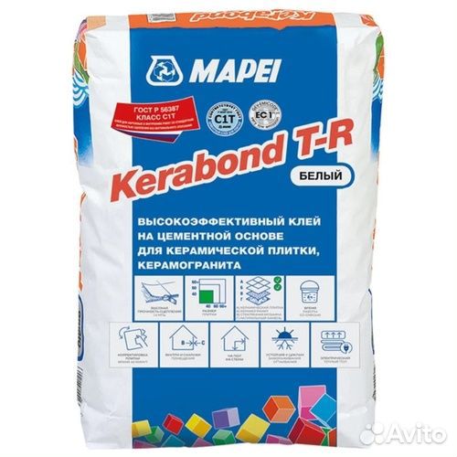 Смесь сухая kerabond T-R тм mapei, белый, 25кг С1Т