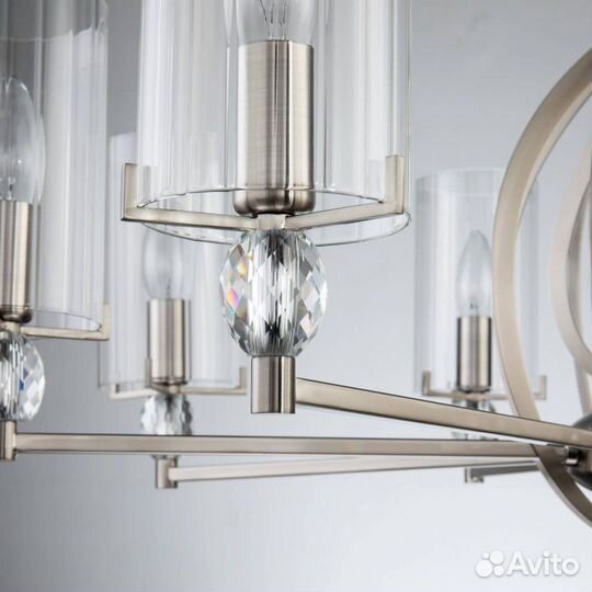 Люстра подвесная металл и стекло модерн