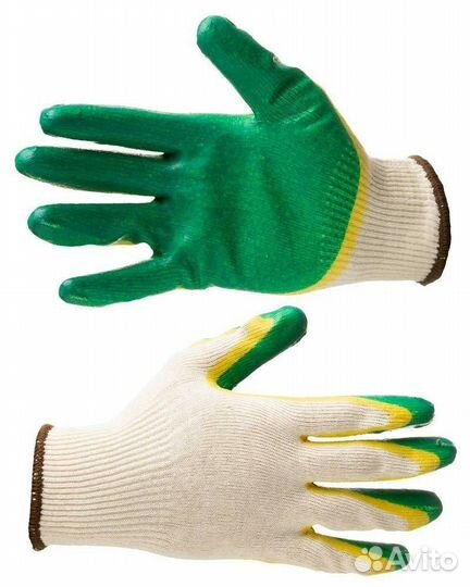 Перчатки рабочие прорезиненные (10 пар) (арт 1190)