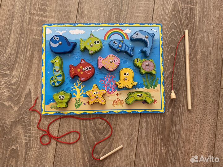 Магнитная рыбалка + бусы + рамка вкладыш