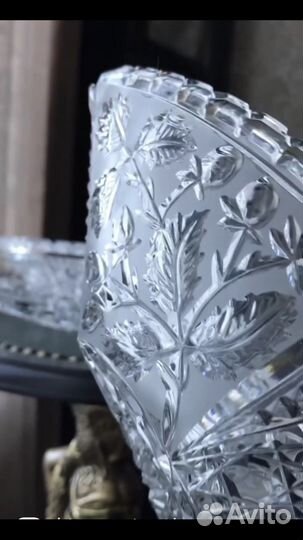 Хрустальная ваза и блюдо