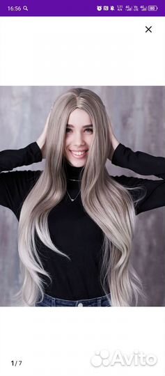 Парик из натуральных волос блонд длинные волосы