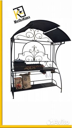 Мангал с крышей и печью для казана