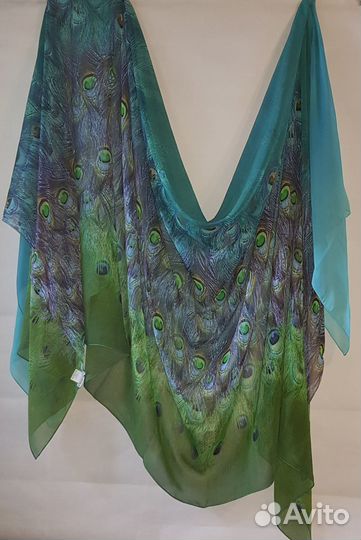 Парео пляжное огромного размера перья павлина