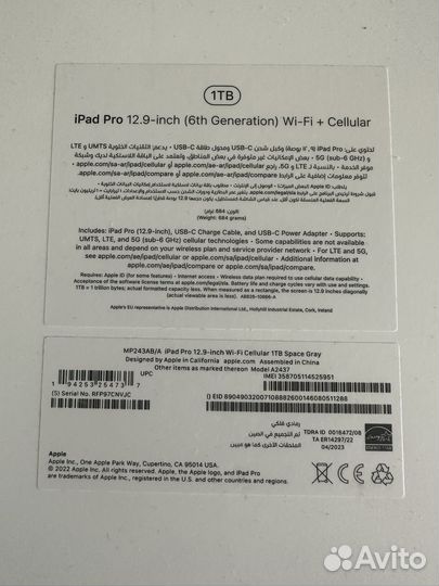 iPad pro 12 9 inch+cellular 1 TB