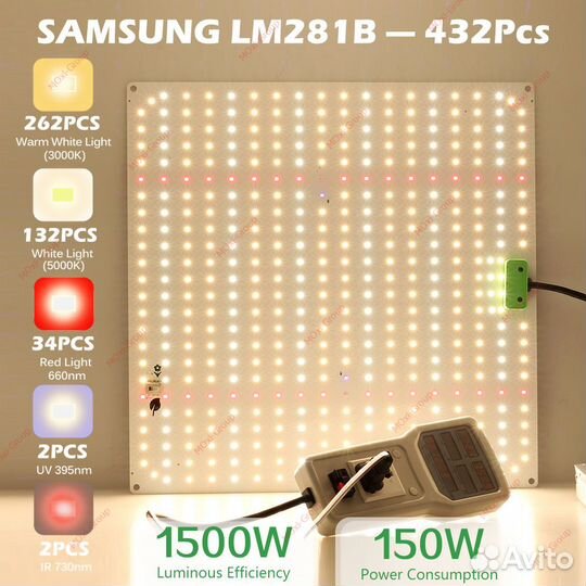 Фитолампа Quantum board 150Вт Samsung Lm281b+ Pro