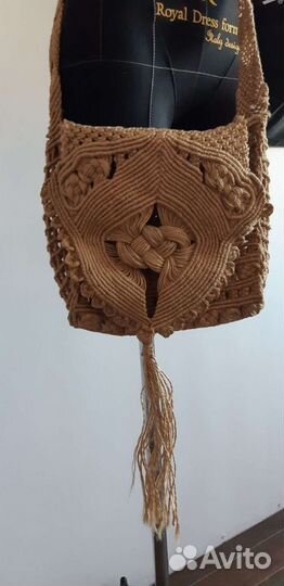 Джутовая сумка через плечо