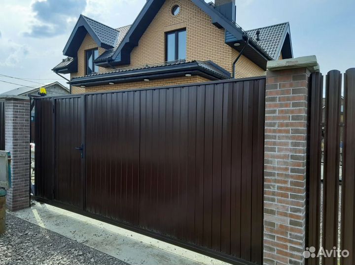 Откатные ворота под ключ новые