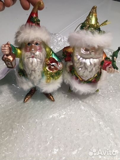 Гномики ёлочные игрушки стекло