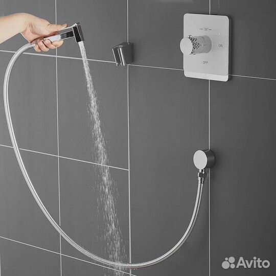 Гигиенический душ с термостатом Rose R105C, белый/хром