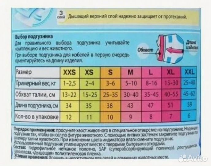 Подгузники трусики для животных