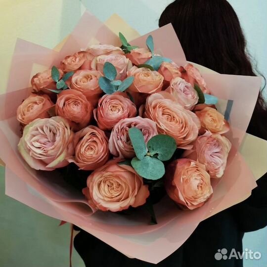 Розы пионовидные с доставкой круглосуточно