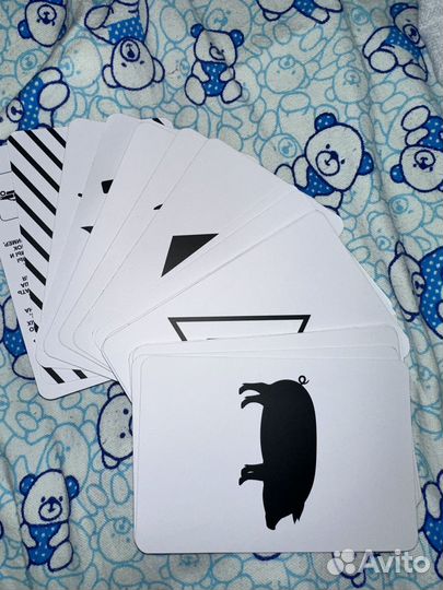 Черно-белые карточки для развития новорожденных