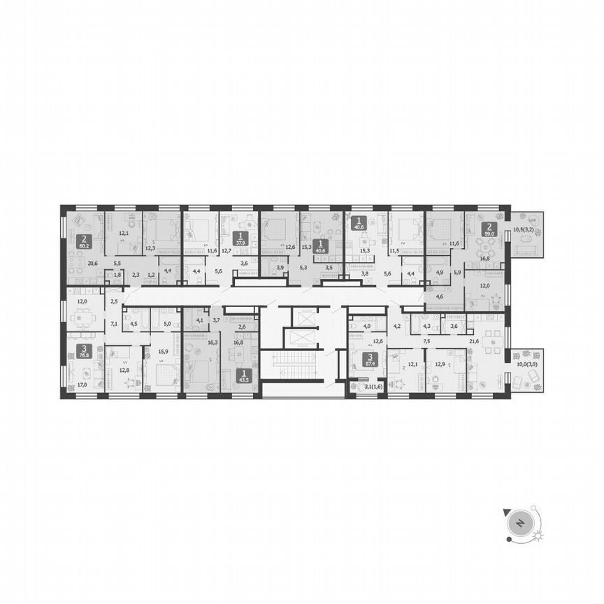 1-к. квартира, 40,6 м², 9/19 эт.