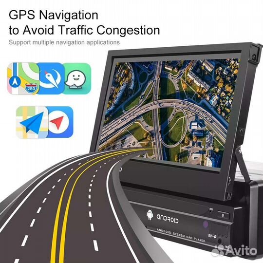 Магнитола Андроид. С Выдвижным экраном 2/32памяти