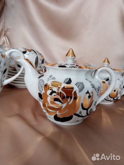 Чайный сервиз золотая роза вербилки