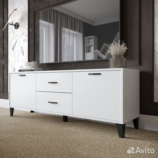 Белая тумба под телевизор твм-6